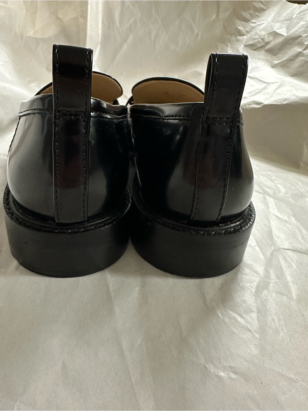 EUC Sam Edelman Black Patent Christy Loafers with Two-Tone Chain Detail Size 10M - Picture 7 of 15